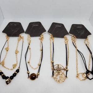 Gold Chain and Black Cord Bracelet Sets